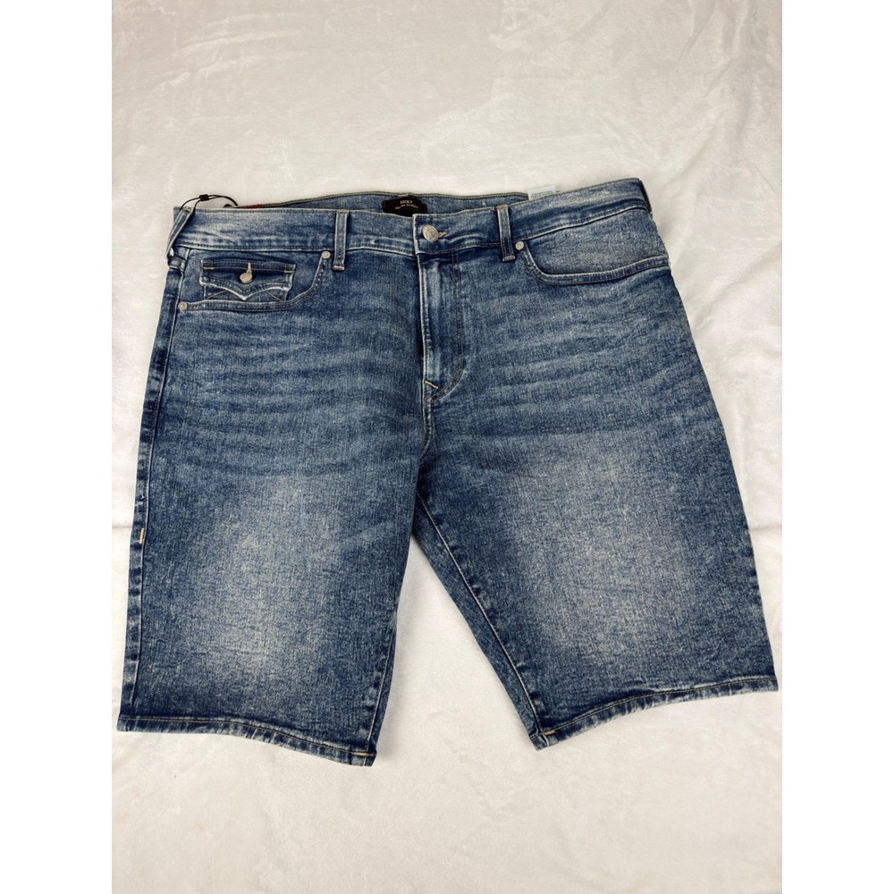 True Religion Ricky SN Flap Denim Shorts Light Blue Wash Mens 40" Fit 42" New - Picture 2 of 8